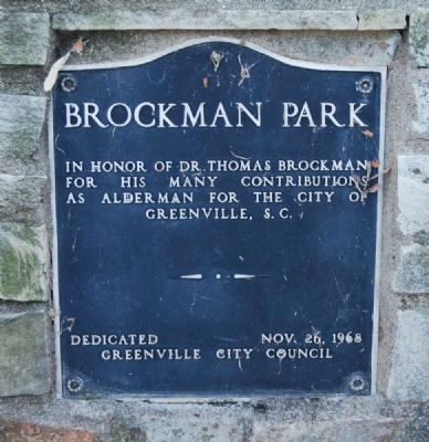 Brockman Park Marker -<br>Lower Plaque image. Click for full size.