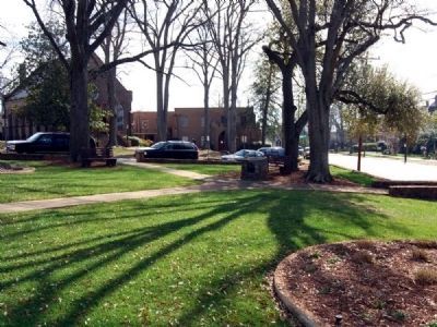 Brockman Park and Marker -<br>Looking East<br>East Washington Street on Right. Click for full size. Brockman Park and Marker -<br>Looking East<br>East Washington Street on Right image. Click for full size.