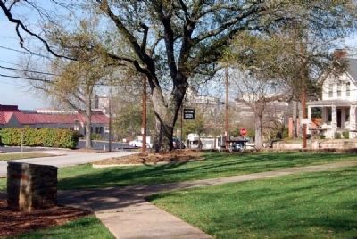 Brockman Park and Marker -<br>Looking West<br>East Washington Street on Left image. Click for full size.