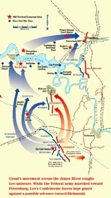 Grant's movement from Cold Harbor to Petersburg. image. Click for full size.