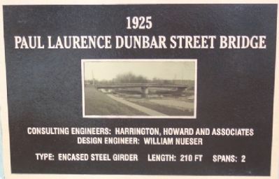 1925 Paul Laurence Dunbar Street Bridge Marker. Click for full size. 1925 Paul Laurence Dunbar Street Bridge Marker image. Click for full size.