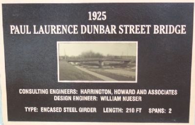 1925 Paul Laurence Dunbar Street Bridge Marker image. Click for full size.