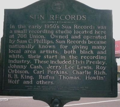 Sun Records Marker image. Click for full size.