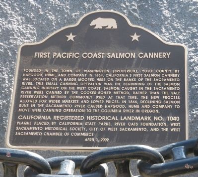 First Pacific Coast Salmon Cannery Marker image. Click for full size.