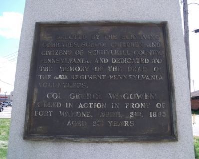 Col. George W. Gowen Monument Plaque. image. Click for full size.