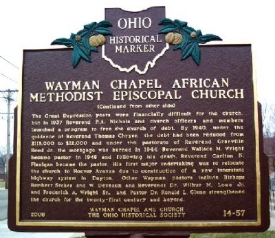 Wayman Chapel African Methodist Episcopal Church Marker (Side B) image. Click for full size.