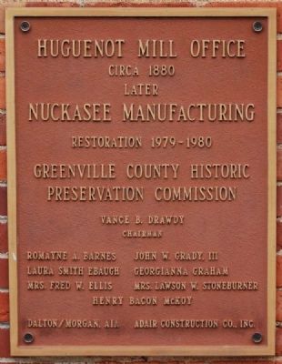 Huguenot Mill Office Marker image. Click for full size.