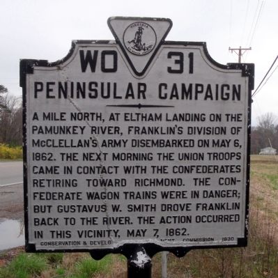 Peninsular Campaign Marker. Click for full size. Peninsular Campaign Marker image. Click for full size.