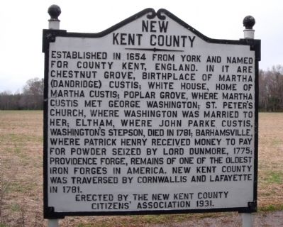 New Kent County Marker. Click for full size. New Kent County Marker image. Click for full size.