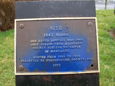 Gov. Lloyd Lowndes 1845 - 1905 Marker. Click for full size. Gov. Lloyd Lowndes 1845 - 1905 Marker image. Click for full size.