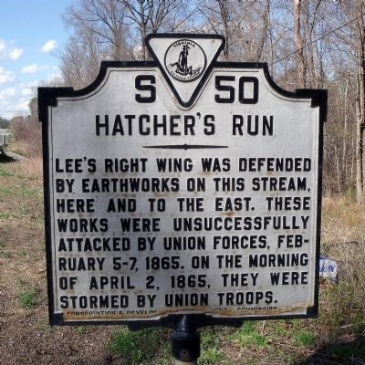 Hatcher's Run Marker. Click for full size. Hatcher's Run Marker image. Click for full size.