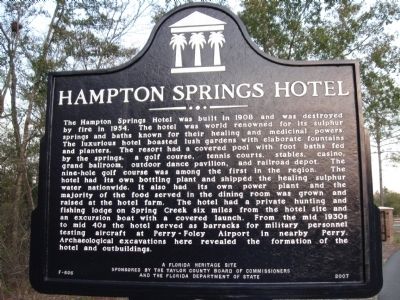 Hampton Springs Hotel Marker image. Click for full size.