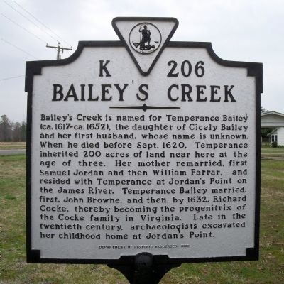 Bailey's Creek Marker image. Click for full size.