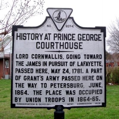 History at Prince George Courthouse Marker image. Click for full size.