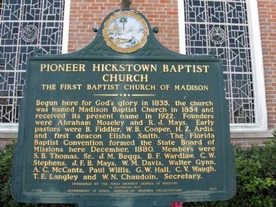 Pioneer Hickstown Baptist Church Marker image. Click for full size.