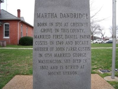 Martha Dandridge Marker (north face).. Click for full size. Martha Dandridge Marker (north face). image. Click for full size.