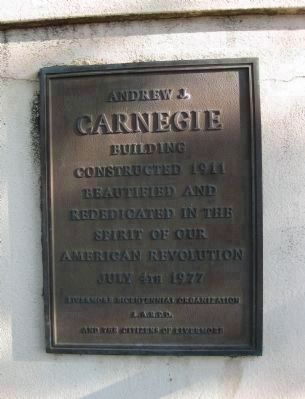 Carnegie Library Rededication Plaque image. Click for full size.