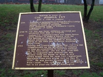 Col. Joshua Fry Marker image. Click for full size.