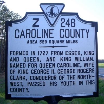 Caroline County Marker (obverse). Click for full size. Caroline County Marker (obverse) image. Click for full size.