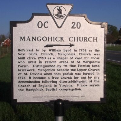 Mangohick Church Marker image. Click for full size.