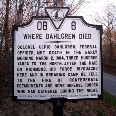 Where Dahlgren Died Marker image. Click for full size.