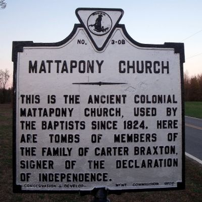 Mattapony Church Marker image. Click for full size.