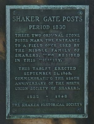Shaker Gate Posts Marker. Click for full size. Shaker Gate Posts Marker image. Click for full size.