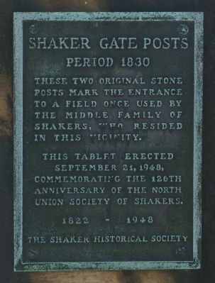 Shaker Gate Posts Marker image. Click for full size.