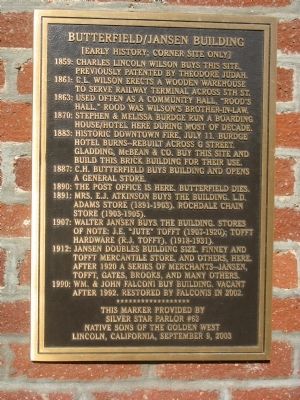 Butterfield/Jansen Building Marker. Click for full size. Butterfield/Jansen Building Marker image. Click for full size.