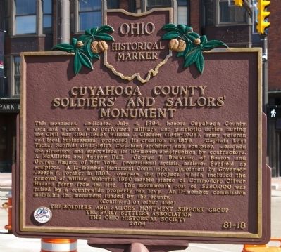 Cuyahoga County Soldiers' and Sailors' Monument Marker image. Click for full size.