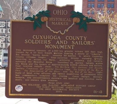 Cuyahoga County Soldiers' and Sailors' Monument Marker image. Click for full size.