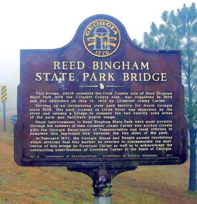 Reed Bingham State Park Bridge Marker image. Click for full size.