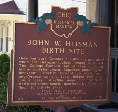 John W. Heisman Birth Site Marker image. Click for full size.