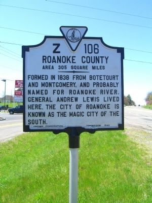 Roanoke County Marker. Click for full size. Roanoke County Marker image. Click for full size.