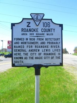 Roanoke County Marker image. Click for full size.