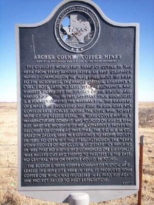 Archer County Copper Mines Marker image. Click for full size.