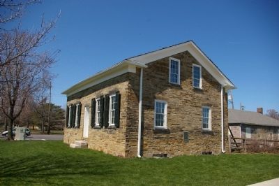 Oldest Stone House Marker location, on the east side of the house image. Click for full size.