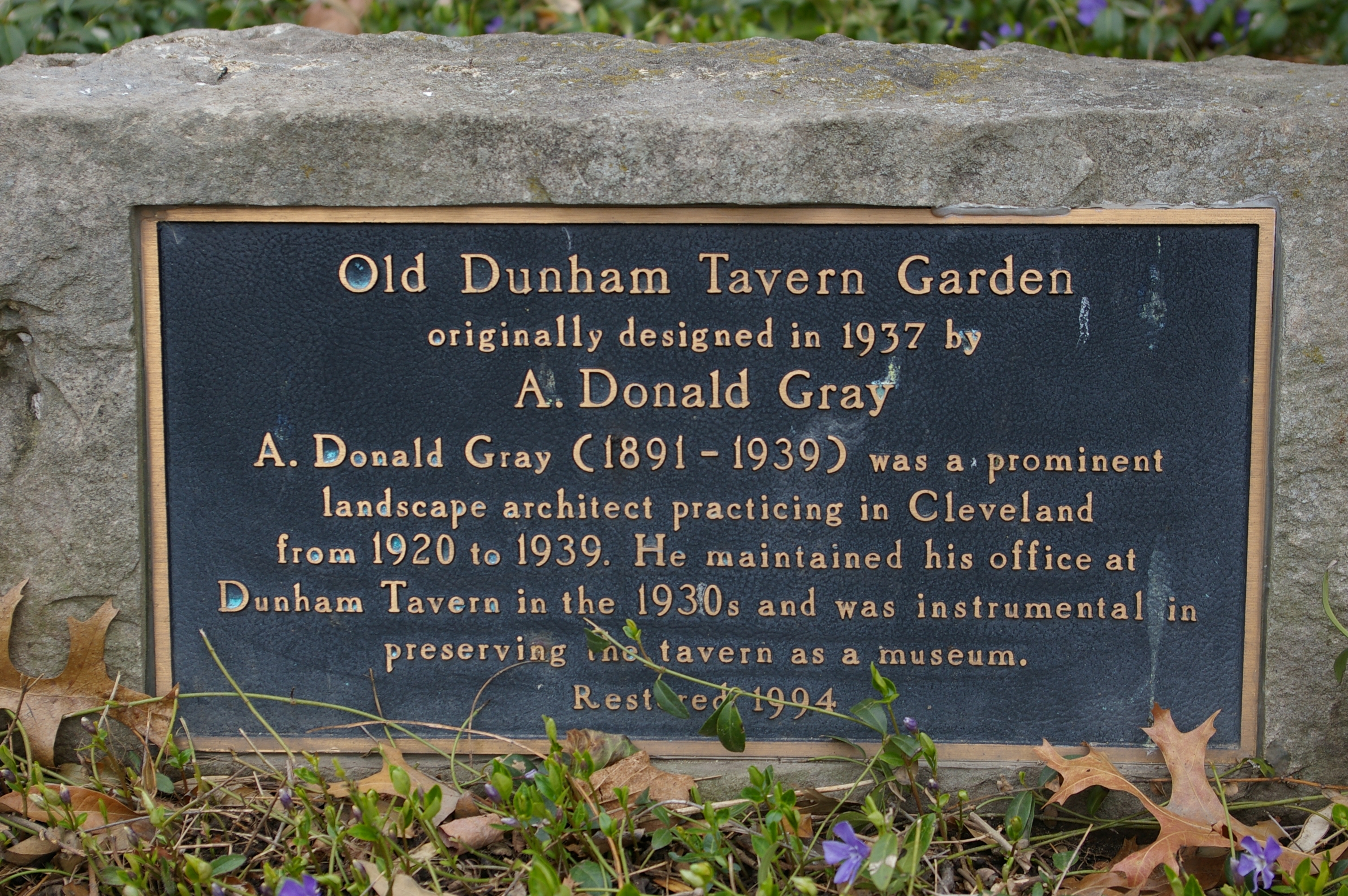 Old Dunham Tavern Garden Marker