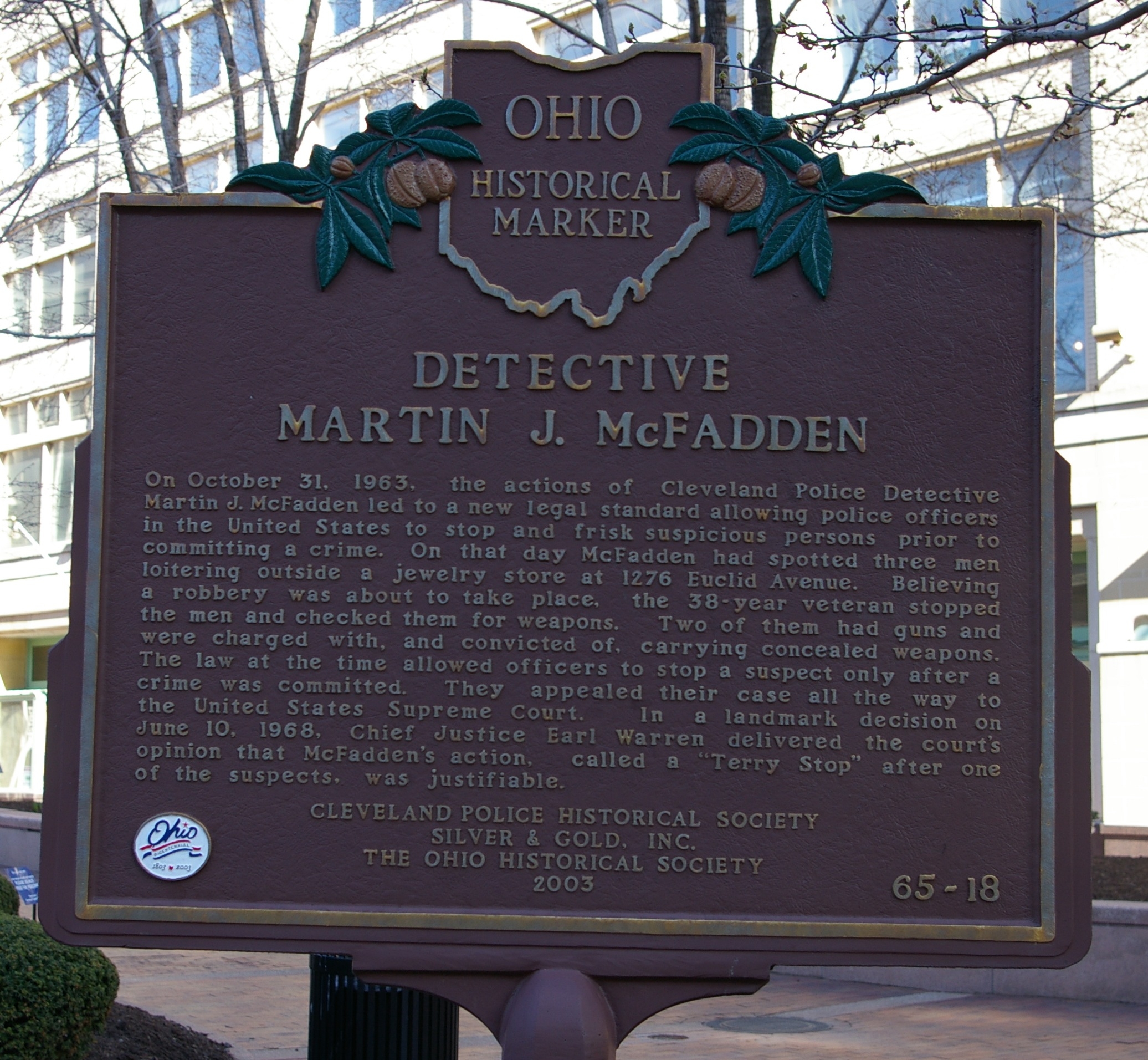 Detective Martin J. McFadden Marker