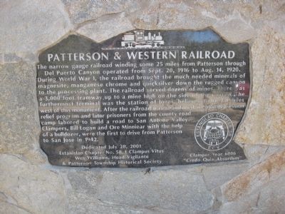 Patterson & Western Railroad Marker image. Click for full size.