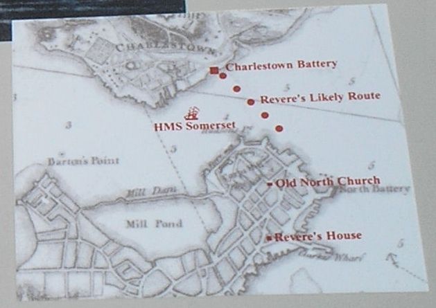 Map of Paul Reveres Likely Route image. Click for full size.