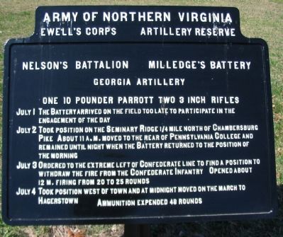 Milledge's Battery - Nelson's Battalion Tablet image. Click for full size.