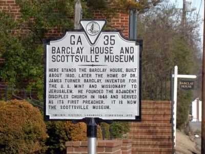 Barclay House and Scottsville Museum Marker image. Click for full size.