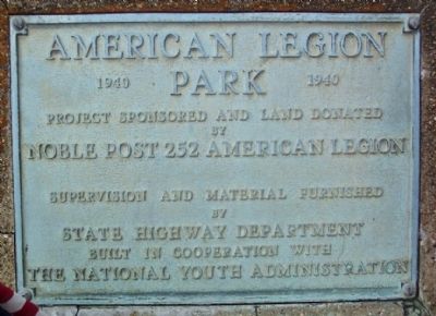 American Legion Park Marker. Click for full size. American Legion Park Marker image. Click for full size.