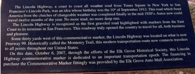 Close Up of Text on The Lincoln Highway Marker image. Click for full size.
