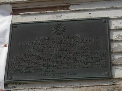 House and Farm of Colonel James Barrett Marker image. Click for full size.