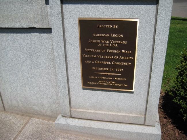 Soldiers Monument - Dedication Plaque image. Click for full size.