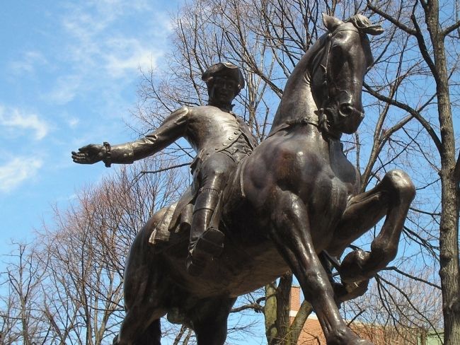 Closeup of Paul Revere Statue image. Click for full size.