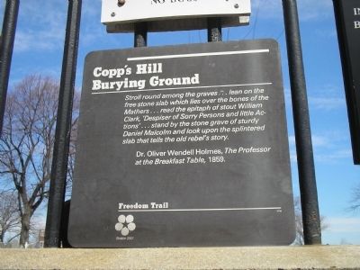Copp’s Hill Burying Ground Marker. Click for full size. Copp’s Hill Burying Ground Marker image. Click for full size.