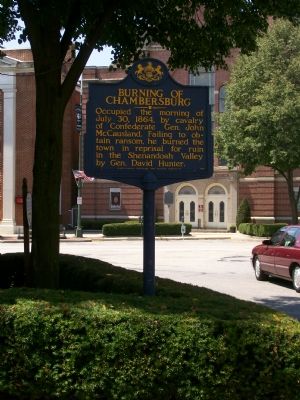 Burning of Chambersburg Marker. Click for full size. Burning of Chambersburg Marker image. Click for full size.